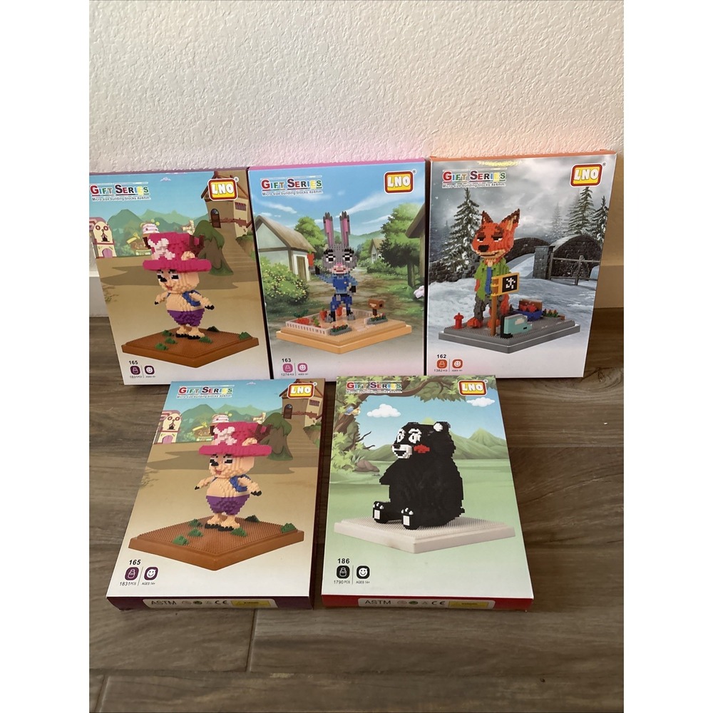 New LNO Gift Series Lot 5 Cartoon Pets Micro Building Blocks Zootopia One Piece